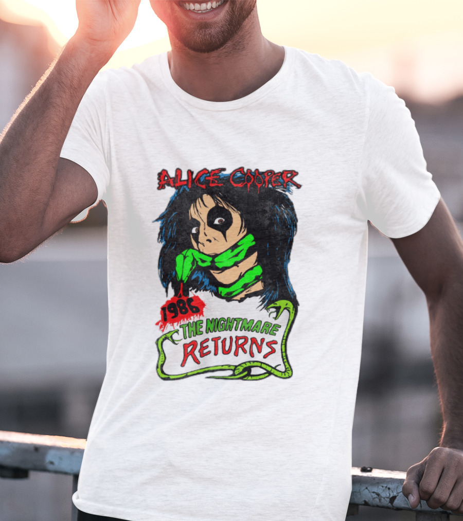 Alice Cooper The Nightmare Returns 1986 Constrictor Raglan T-Shirt
