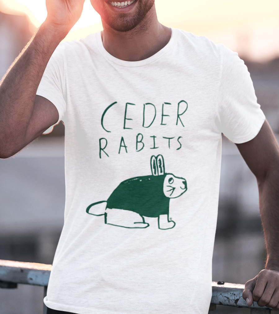 Cedar Rapids Ceder Rabits Playful Drawing T-Shirt