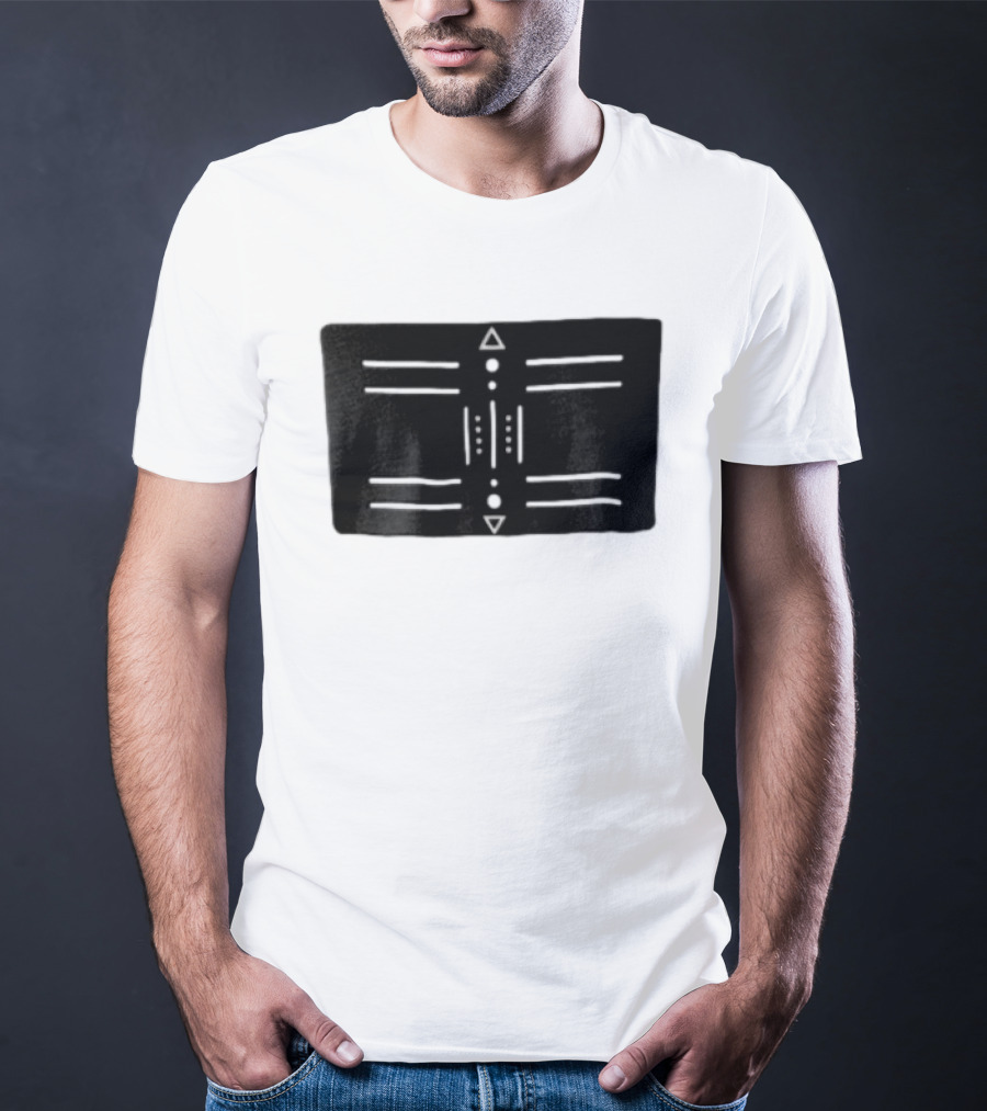 Black Geometric Tribal Design With Triangles And Dots T-Shirt