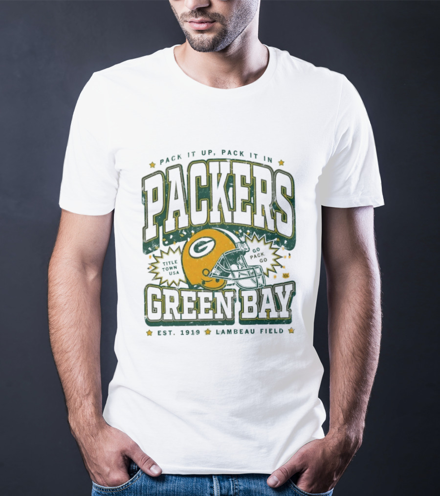 Pack It Up Pack It In Green Bay Packers Title Town USA Est 1919 Lambeau Field T-Shirt