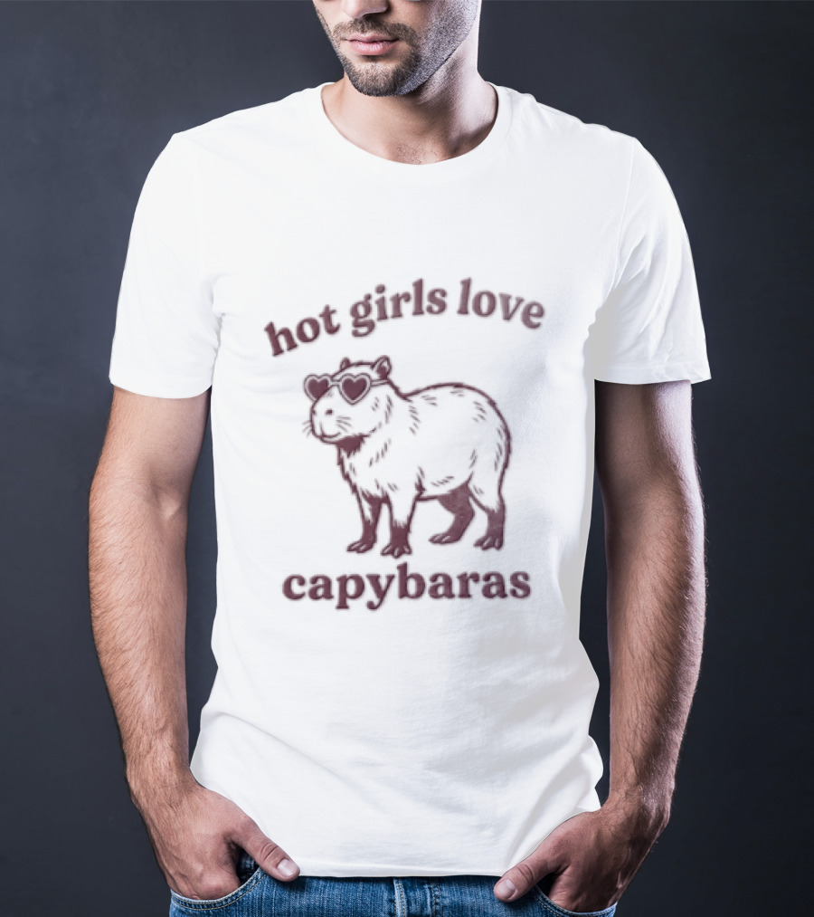 Hot Girls Love Capybaras Capybara Wearing Heart Sunglasses T-Shirt