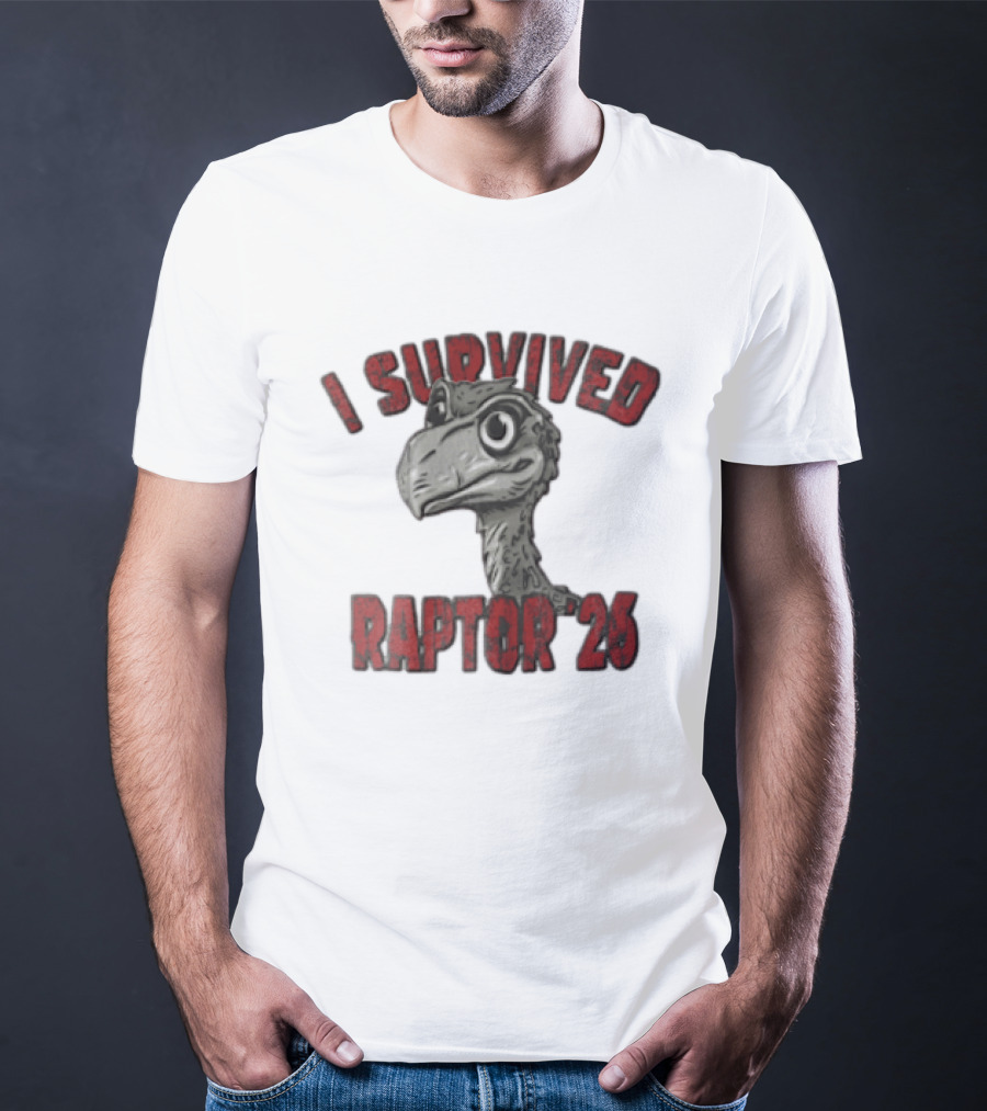 I Survived Raptor 26 Cartoon Dinosaur Head T-Shirt