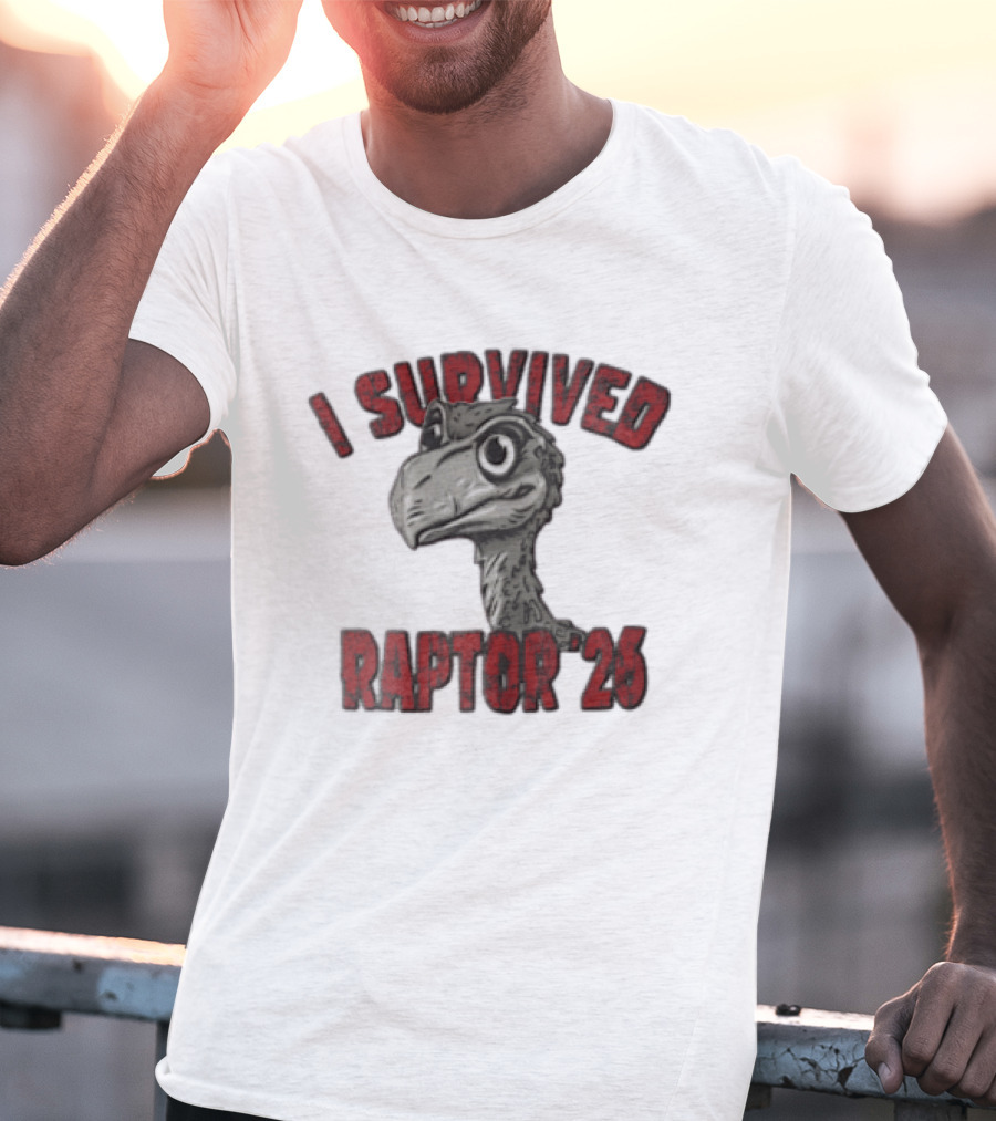 I Survived Raptor 26 Cartoon Dinosaur Head T-Shirt