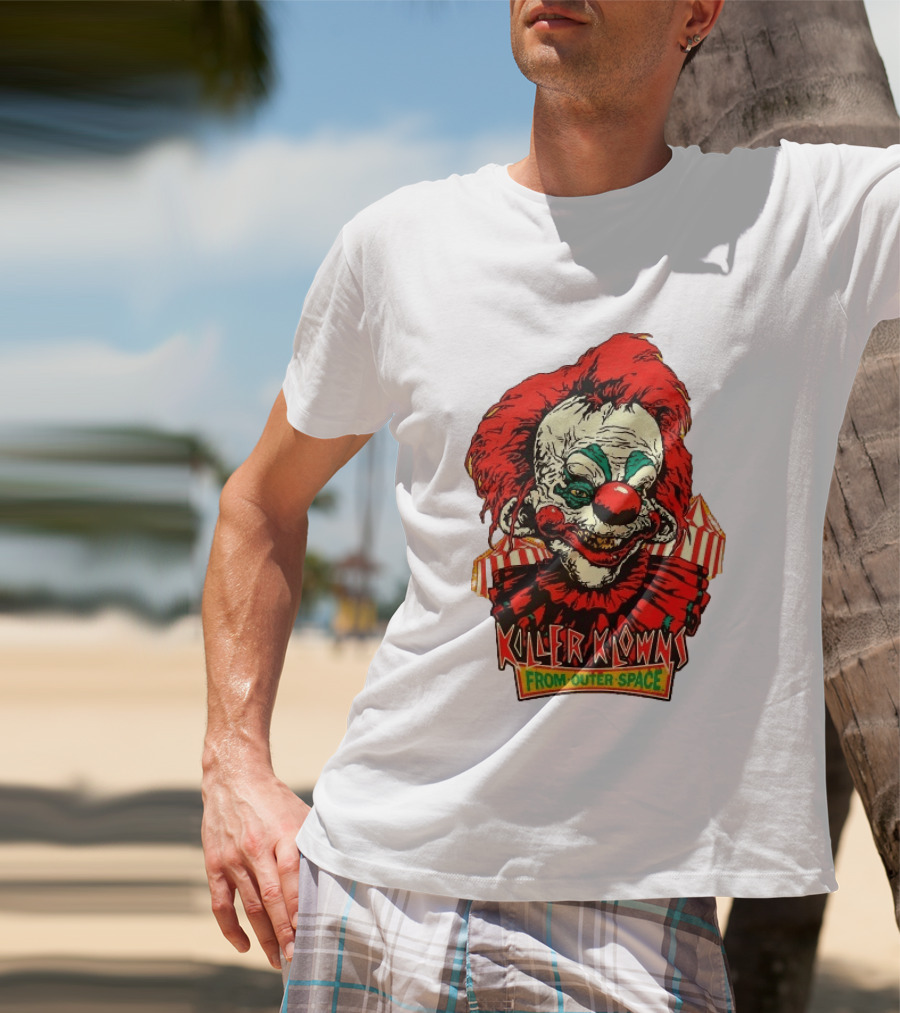 Killer Klowns From Outer Space Creepy Clown Art Red Nose Costume T-Shirt