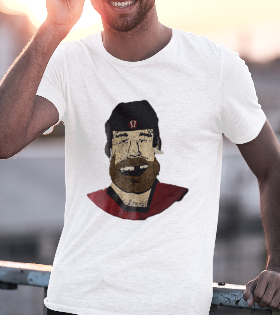 Lululemon Brent Burns Cartoon Hockey Player Missing Teeth T-Shirt