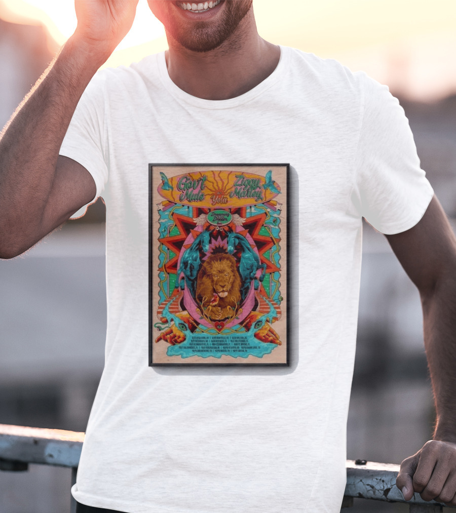 Gov't Mule Ziggy Marley Yola Dreaming The Same Dream Tour 2026 Lion Art And Dates T-Shirt