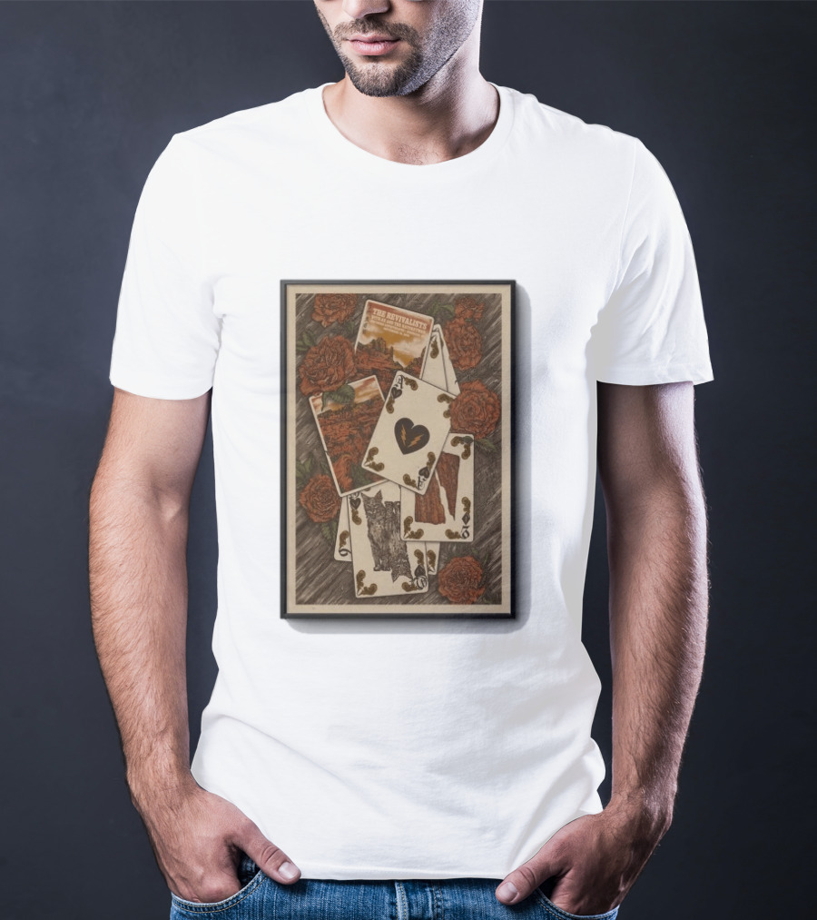 The Revivalists Red Rocks Amphitheatre Playing Cards Floral Art 9 25 2026 T-Shirt