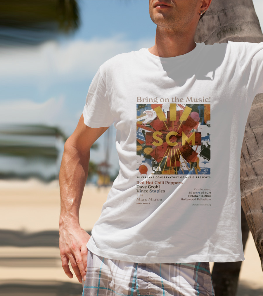 Bring On The Music Silverlake Conservatory Red Hot Chili Peppers Dave Grohl Vince Staples Event October 17 2026 Hollywood Palladium T-Shirt