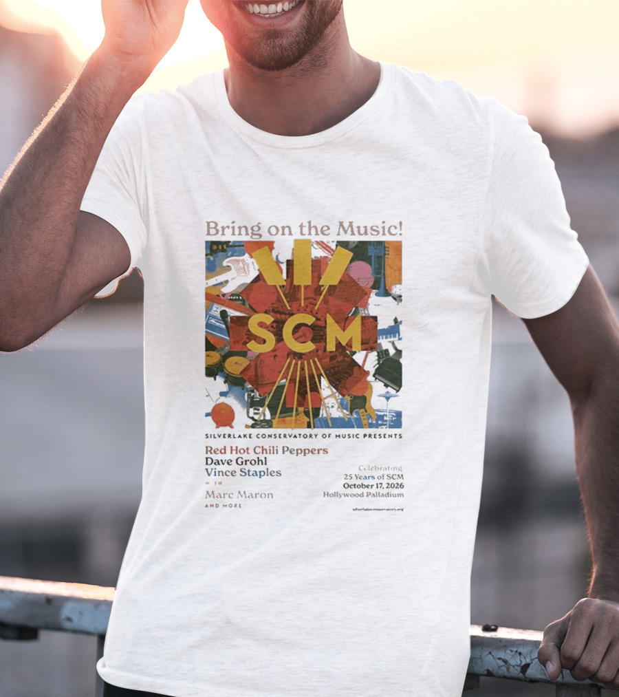 Bring On The Music Silverlake Conservatory Red Hot Chili Peppers Dave Grohl Vince Staples Event October 17 2026 Hollywood Palladium T-Shirt