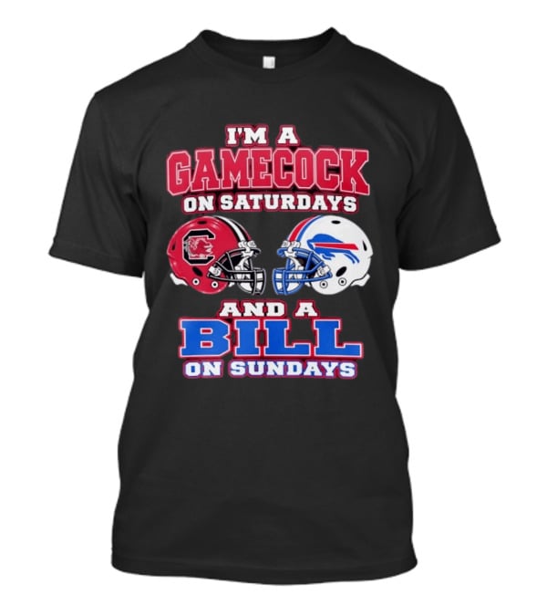 I'm A Gamecock On Saturdays And A Bill On Sundays Football Helmets T-Shirt