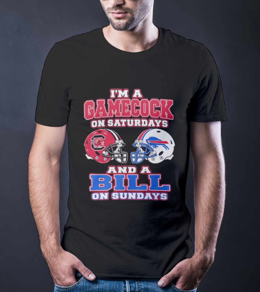 I'm A Gamecock On Saturdays And A Bill On Sundays Football Helmets T-Shirt