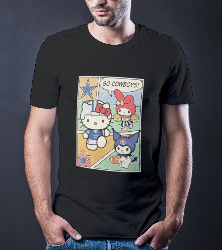 Dallas Cowboys Hello Kitty My Melody Kuromi Go Cowboys Comic T-Shirt