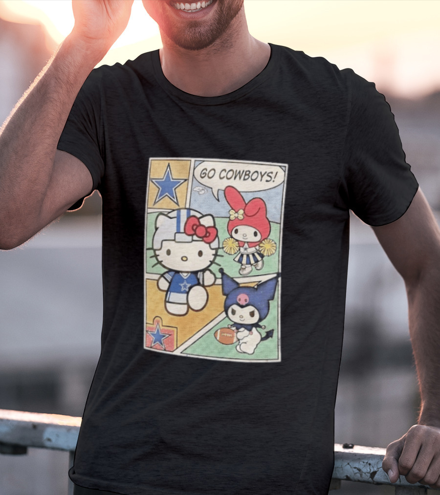 Dallas Cowboys Hello Kitty My Melody Kuromi Go Cowboys Comic T-Shirt