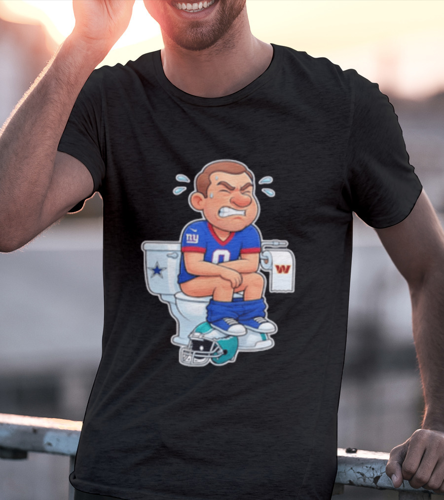 New York Giants Player Cartoon On Toilet With Football Rivalry T-Shirt