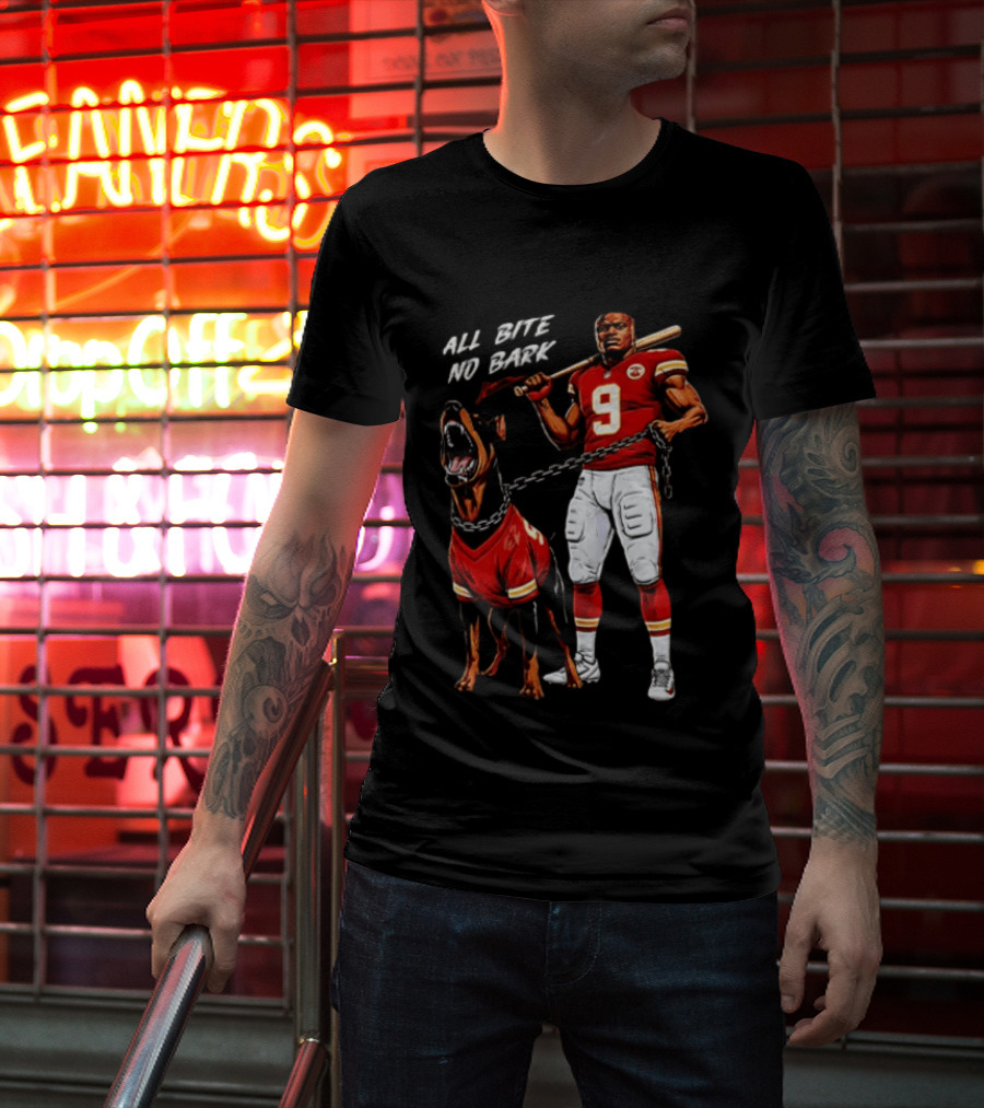 Kenneth Walker III All Bite No Bark Number 9 Football Player And Dog T-Shirt