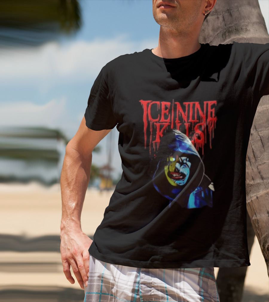 Ice Nine Kills Hooded Figure Clown Mask Dripping Red Letters T-Shirt