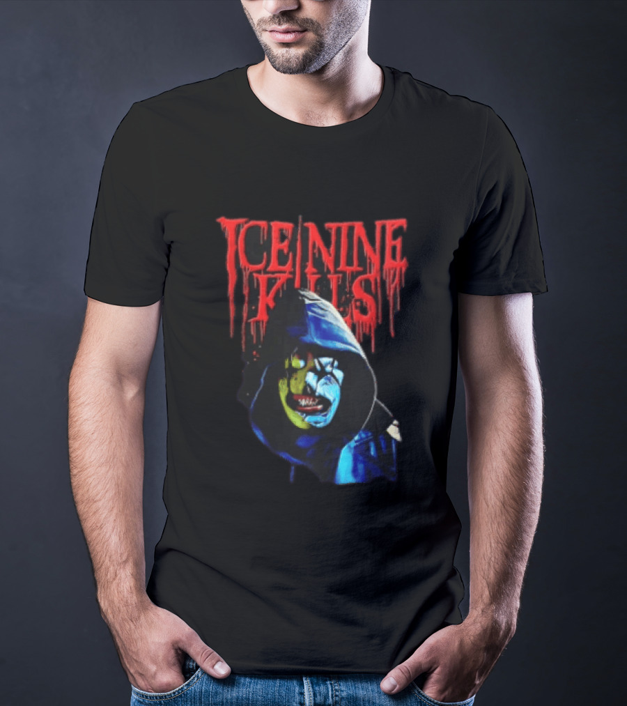 Ice Nine Kills Hooded Figure Clown Mask Dripping Red Letters T-Shirt