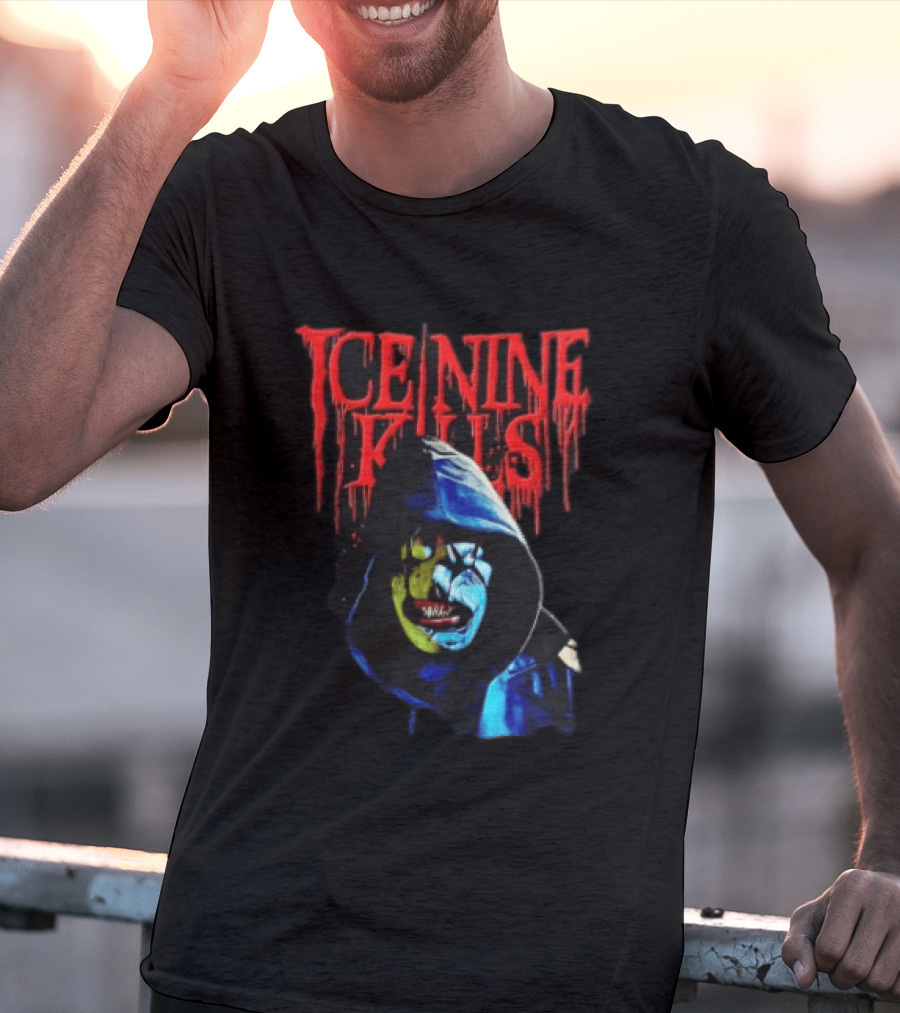 Ice Nine Kills Hooded Figure Clown Mask Dripping Red Letters T-Shirt