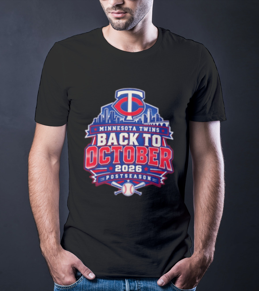 Minnesota Twins Back To October 2026 Postseason Skyline T-Shirt