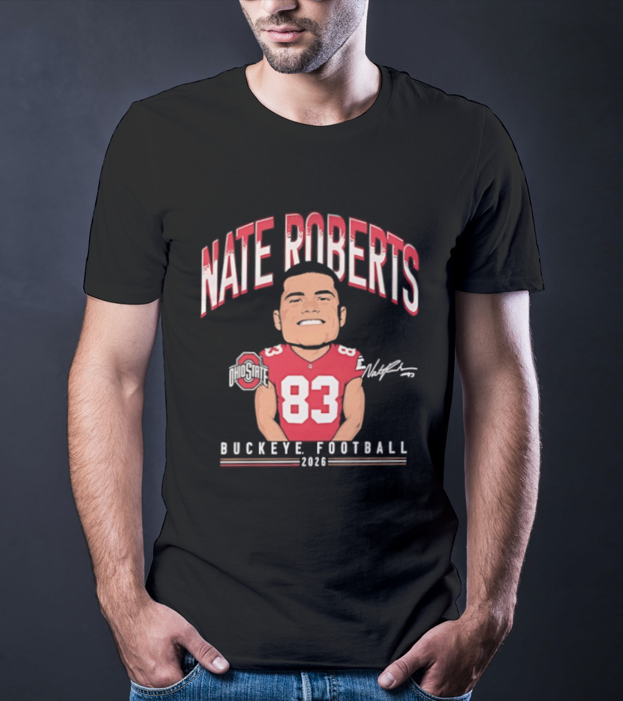 Nate Roberts Ohio State Buckeyes Football 2023 Caricature 83 T-Shirt