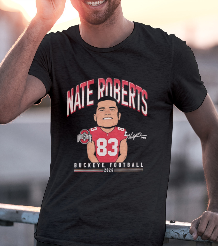 Nate Roberts Ohio State Buckeyes Football 2023 Caricature 83 T-Shirt