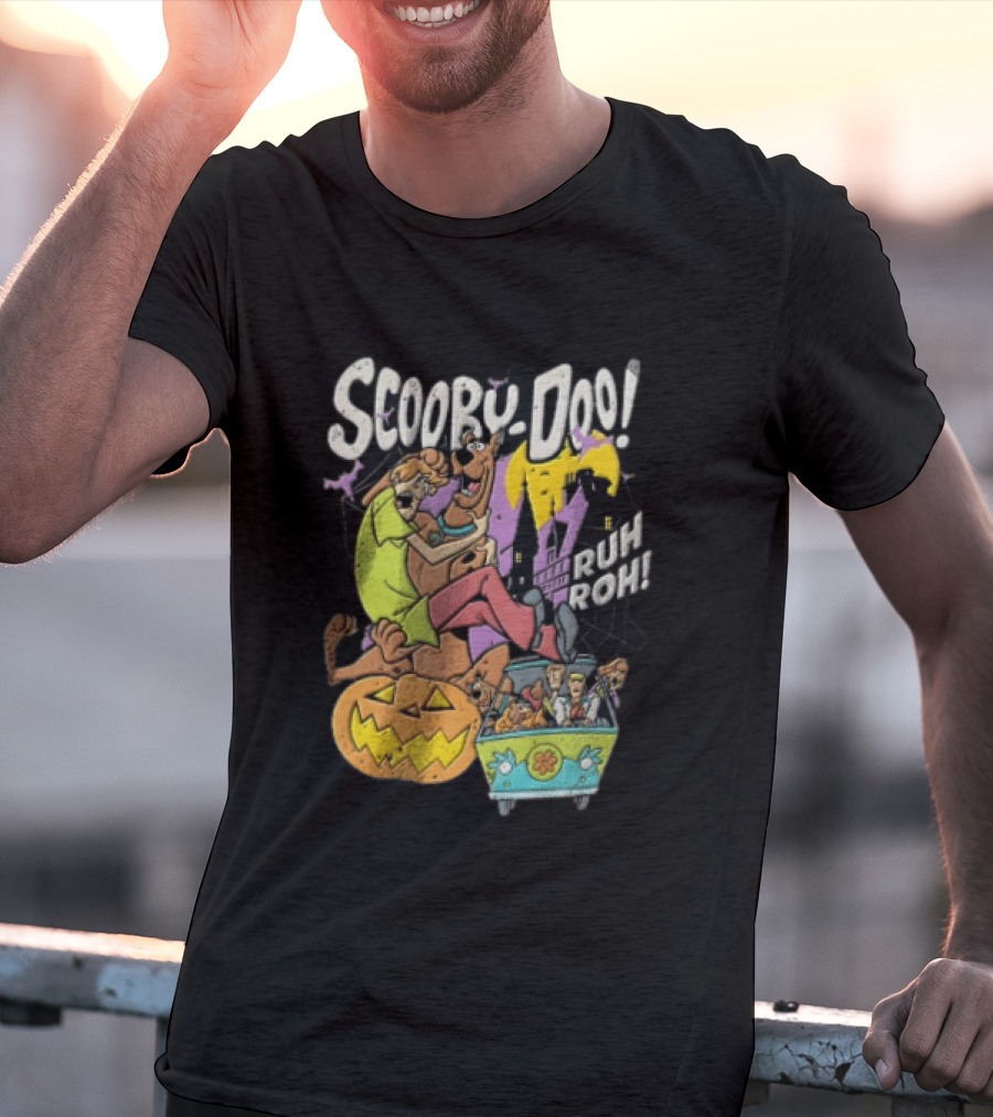 Scooby Doo Ruh Roh Shaggy Haunted House Pumpkin Mystery Machine T-Shirt