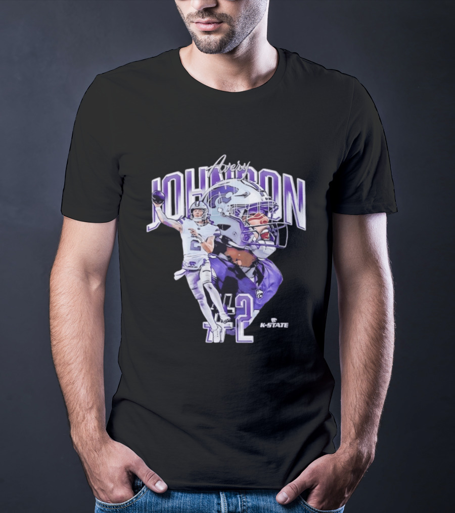 Kansas State Wildcats No 2 Avery Johnson NCAA Football Caricature K State T-Shirt