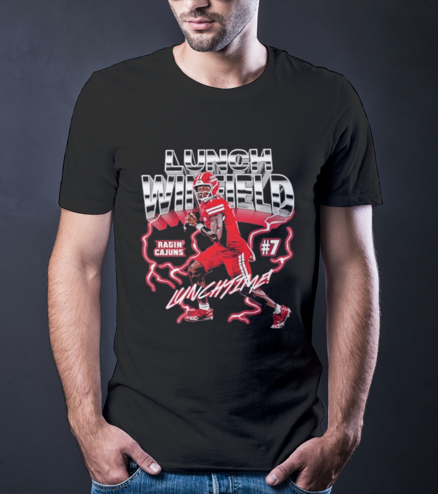 Lunch Winfield Ragin' Cajuns #7 LUNCHTIME NCAA Football Collage T-Shirt