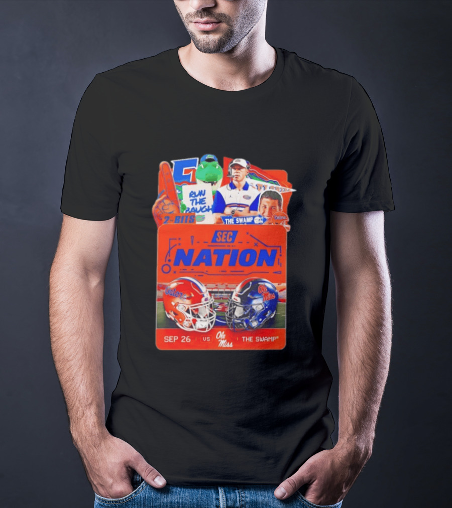 SEC Nation Florida Gators Vs Ole Miss The Swamp September 26 Helmets Football Rivalry T-Shirt