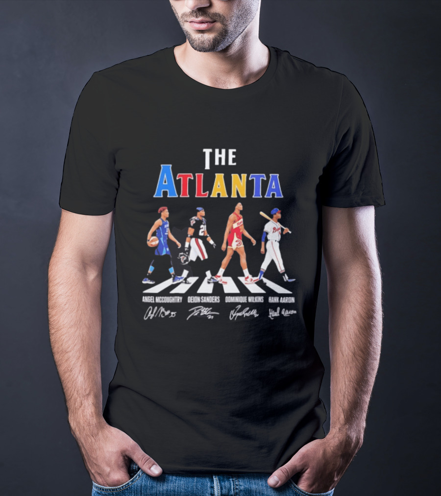 The Atlanta Angel McCoughtry Deion Sanders Dominique Wilkins Hank Aaron Signatures T-Shirt