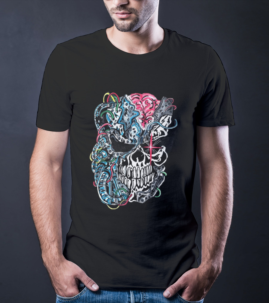 Warrenlotas Cybernetic Skull Art Piece T-Shirt