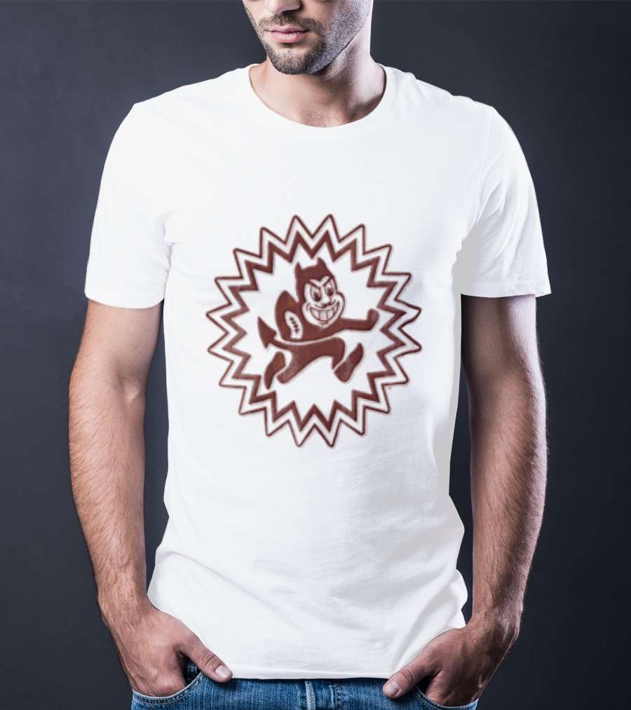 Arizona State Sun Devils Mascot Cartoon Devil Running Football Burst T-Shirt