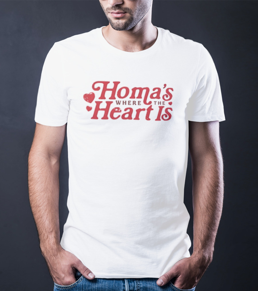 Homa's Where The Heart Is Red Text With Heart T-Shirt