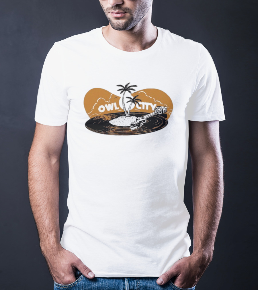 Owl City Vinyl Beach Paradise With Palm Trees T-Shirt