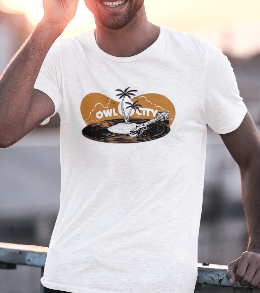 Owl City Vinyl Beach Paradise With Palm Trees T-Shirt