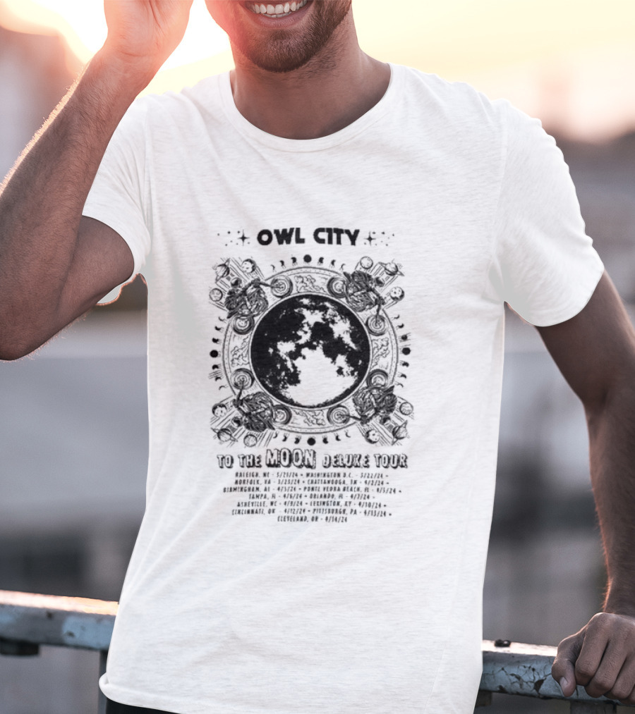 Owl City To The Moon Deluxe 2024 Concert Tour Dates And Locations T-Shirt