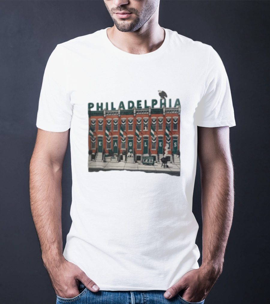 Philadelphia Eagles Birds On The Block Rowhouses T-Shirt