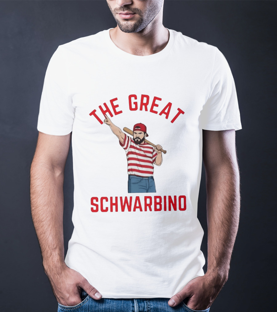 Philadelphia Phillies The Great Schwarbino Baseball Player Stripes And Bat T-Shirt