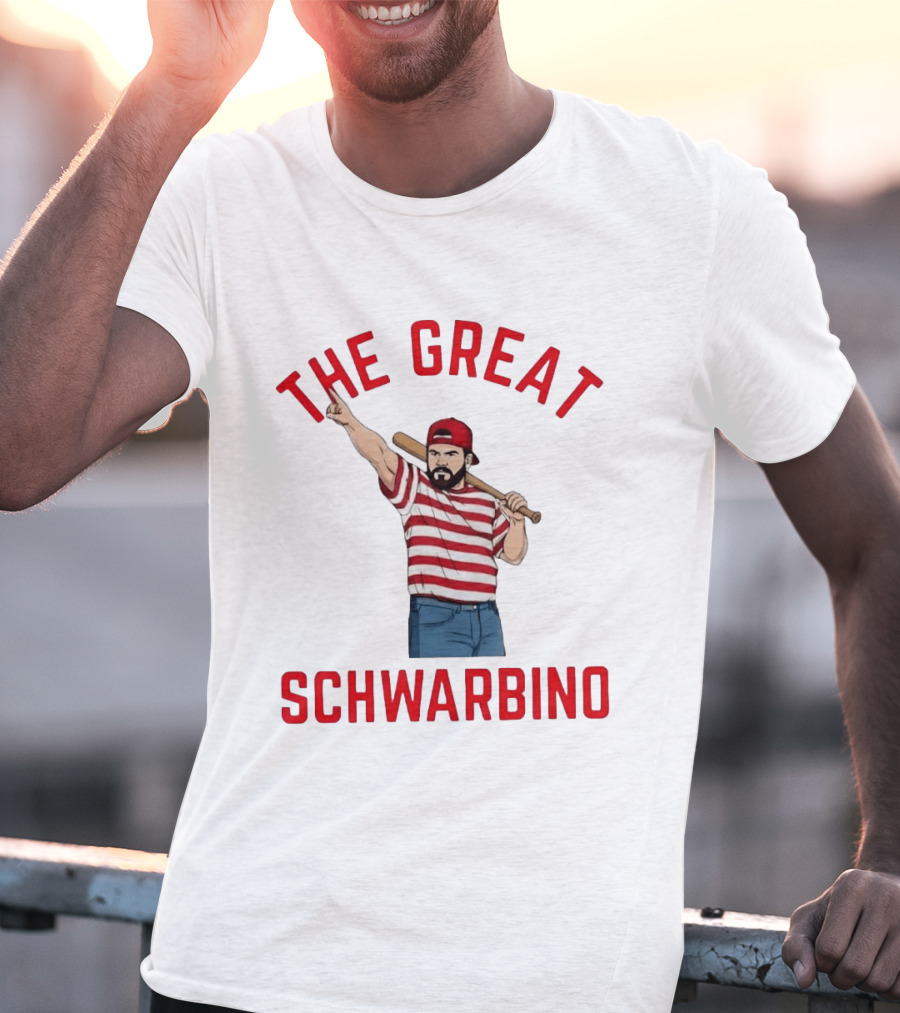 Philadelphia Phillies The Great Schwarbino Baseball Player Stripes And Bat T-Shirt