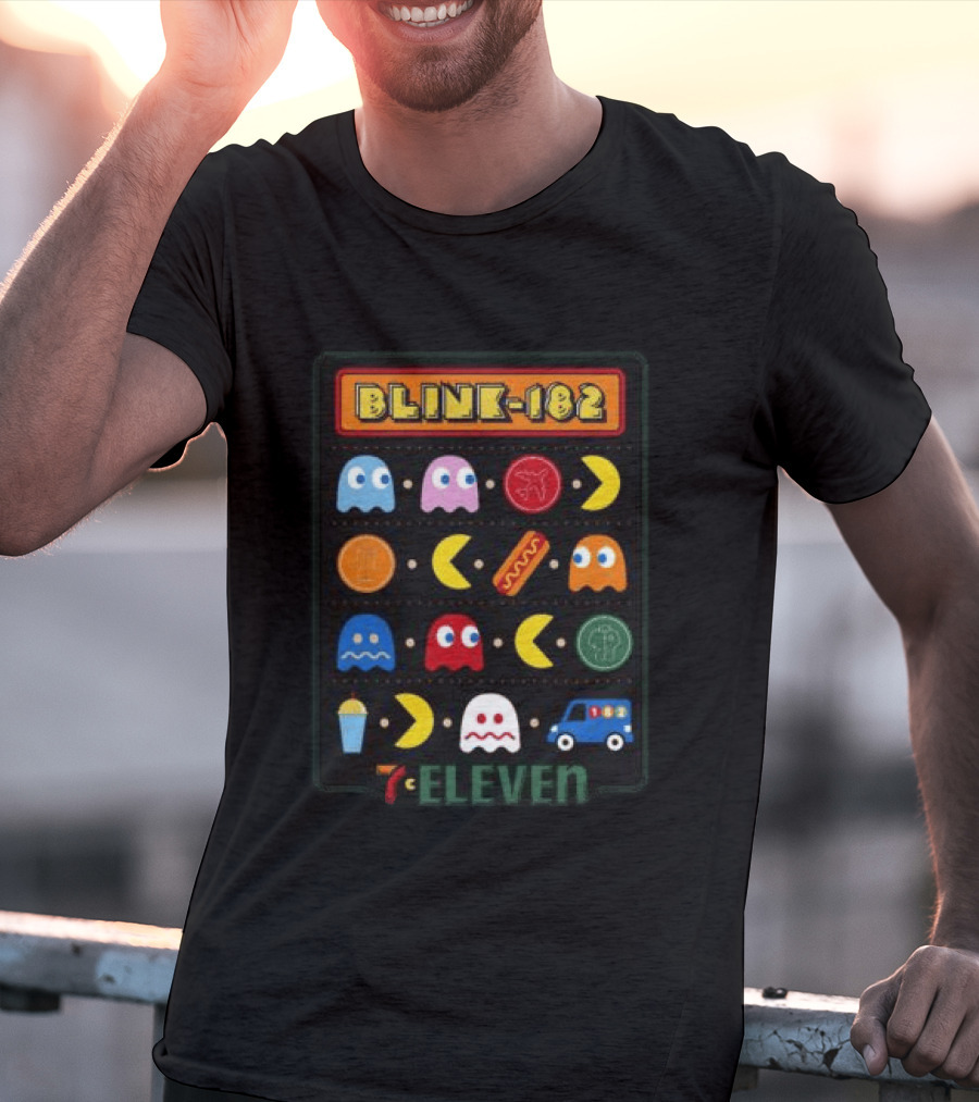 Blink 182 Pac Man 7 Eleven Collaboration Longsleeve Retro Arcade T-Shirt