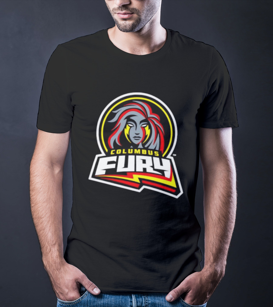 Columbus Fury Iconic Logo With Bold Red And Yellow Accents T-Shirt