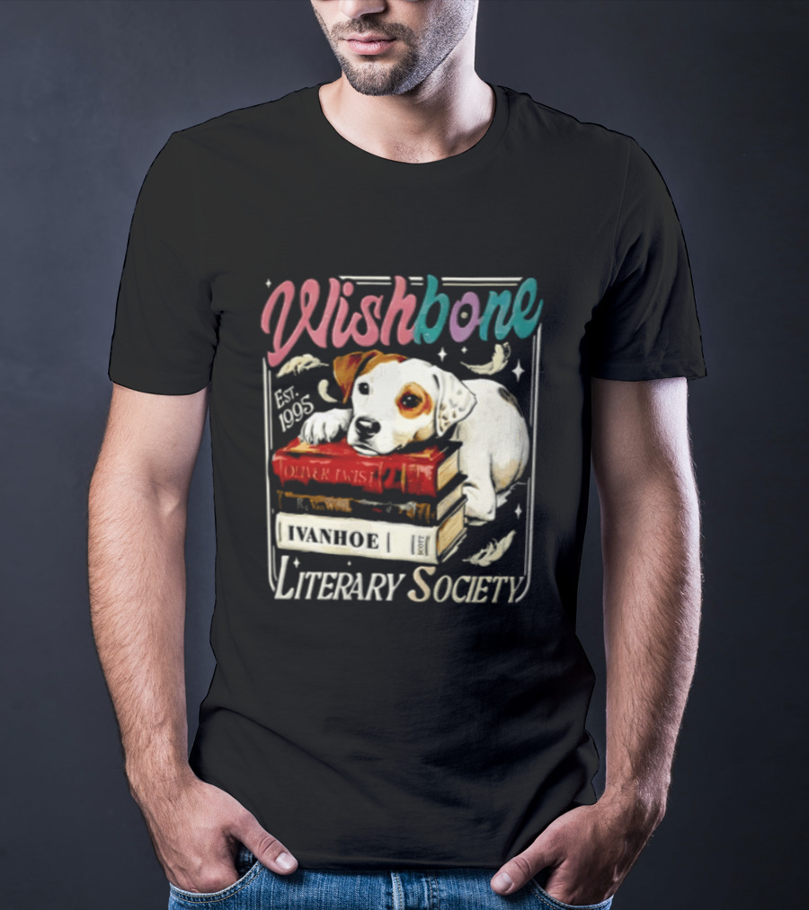 Wishbone Jack Russell Terrier Literary Society Ivanhoe Aaron Twist Books T-Shirt