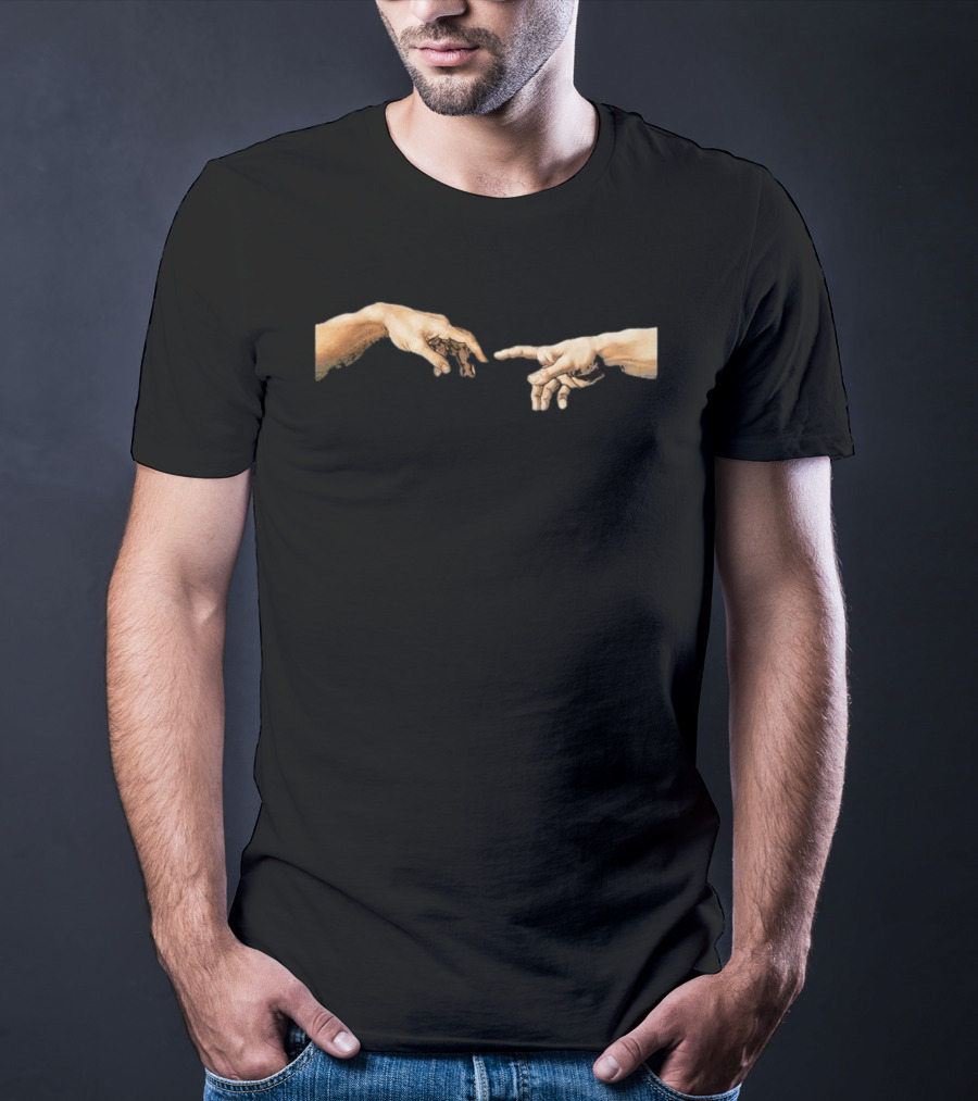 Michelangelo The Creation Of Adam Hands Gesture Renaissance T-Shirt