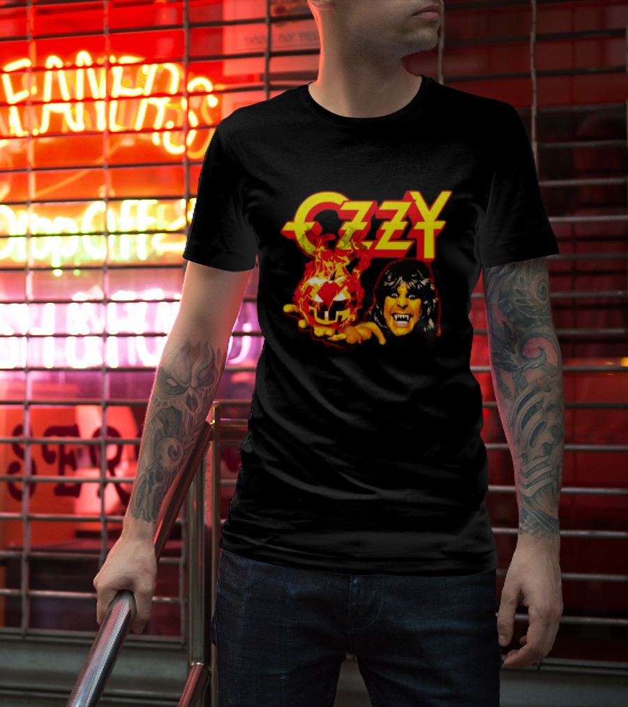 Ozzy Osbourne Halloween Pumpkin Fiery Face T-Shirt