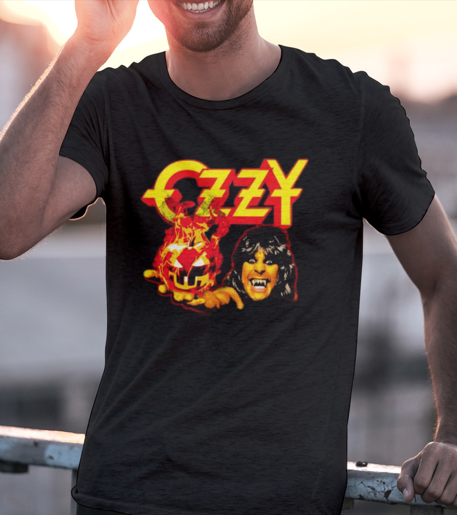 Ozzy Osbourne Halloween Pumpkin Fiery Face T-Shirt