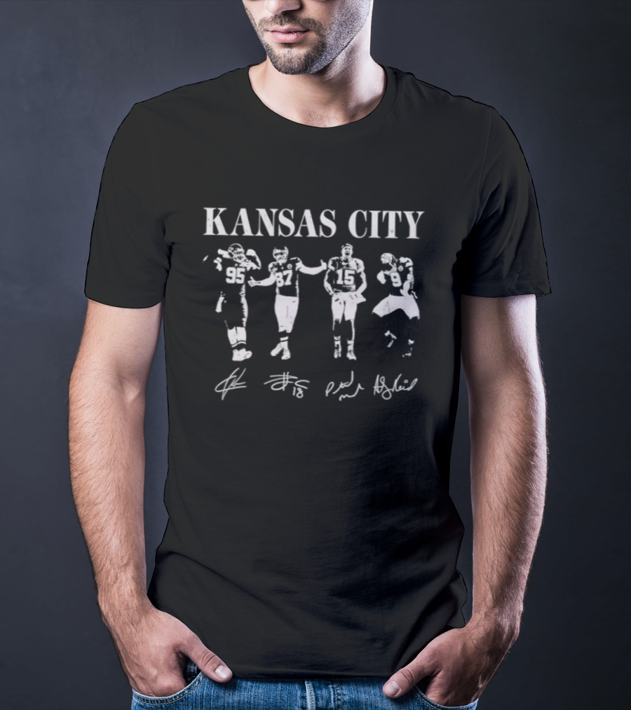 Kansas City Chiefs Players 95 87 15 9 Silhouette Signatures T-Shirt
