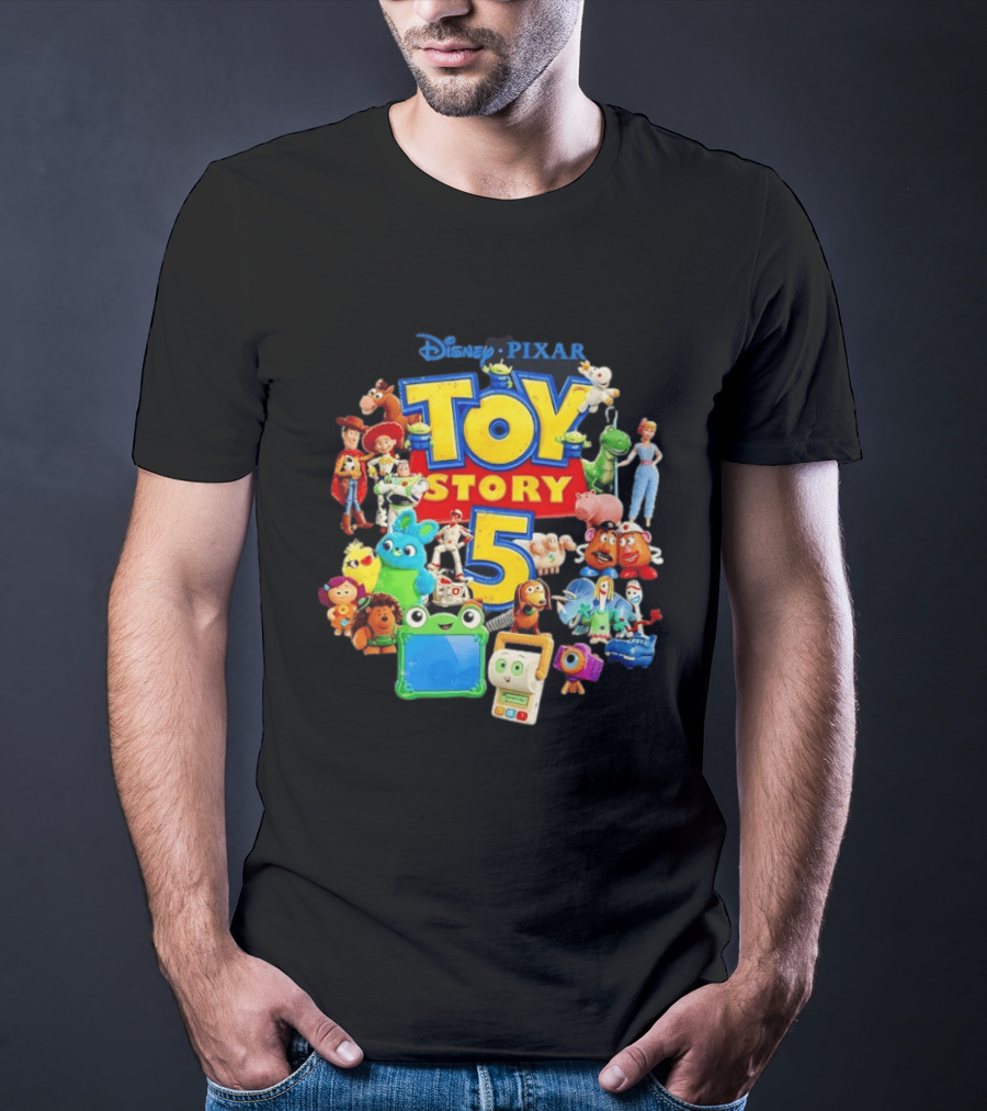 Disney Pixar Toy Story 5 Characters Collection Woody Buzz Rex Bo Peep Mr Potato Head Slinky Jessie Forky T-Shirt
