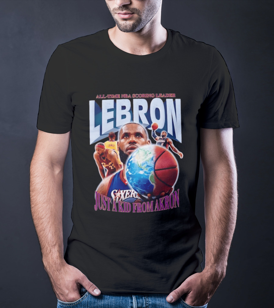 LeBron All Time NBA Scoring Leader Just A Kid From Akron T-Shirt