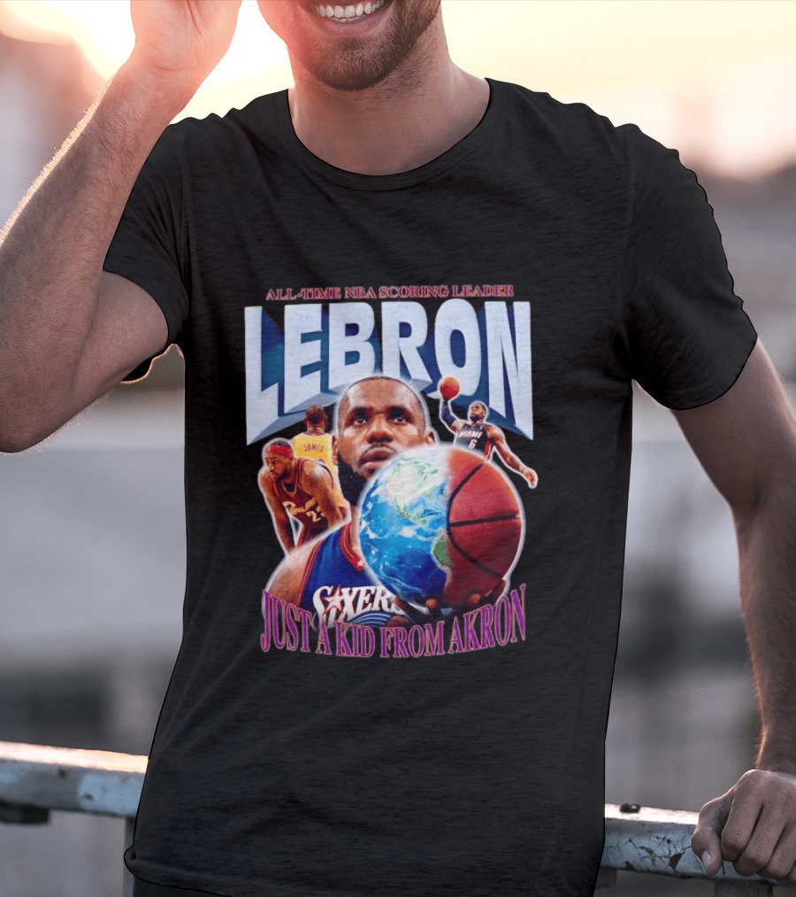 LeBron All Time NBA Scoring Leader Just A Kid From Akron T-Shirt