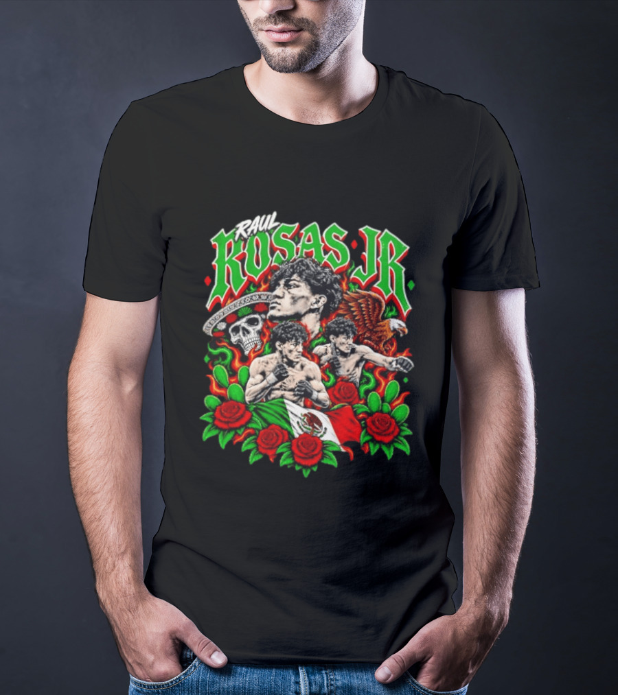 Raúl Rosas Jr UFC Mexican Flag Rose Skull Eagle T-Shirt